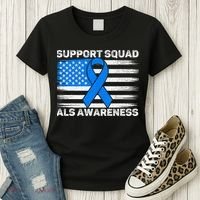 Support Squad ALS Awareness Month USA American Flag Dad  Women's T-Shirt thumb 3