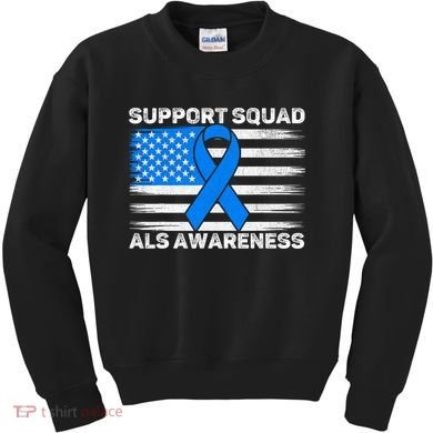 Support Squad ALS Awareness Month USA American Flag Dad  Kids Sweatshirt
