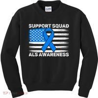 Support Squad ALS Awareness Month USA American Flag Dad  Kids Sweatshirt thumb 0