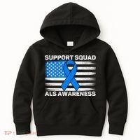 Support Squad ALS Awareness Month USA American Flag Dad  Kids Hoodie thumb 0