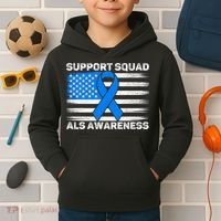 Support Squad ALS Awareness Month USA American Flag Dad  Kids Hoodie thumb 2