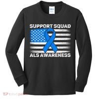 Support Squad ALS Awareness Month USA American Flag Dad  Kids Long Sleeve Shirt thumb 0