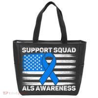 Support Squad ALS Awareness Month USA American Flag Dad  Tote Bag thumb 0