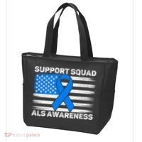 Support Squad ALS Awareness Month USA American Flag Dad  Tote Bag thumb 3