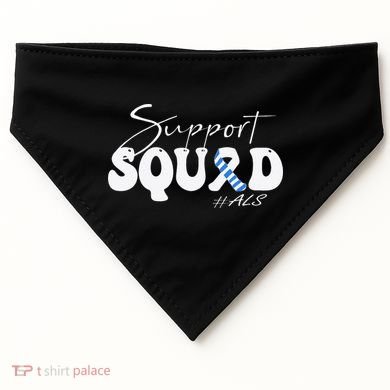 Support Squad ALS Awareness Blue & White Ribbon USA-Made Doggie Bandana
