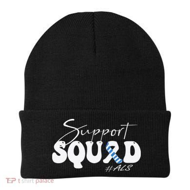 Support Squad ALS Awareness Blue & White Ribbon Beanie