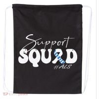 Support Squad ALS Awareness Blue & White Ribbon Drawstring Bag thumb 0