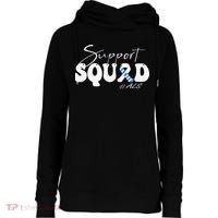 Support Squad ALS Awareness Blue & White Ribbon Womens Funnel Neck Pullover Hood thumb 0