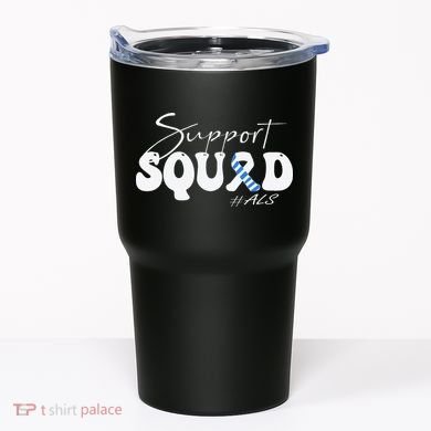 Support Squad ALS Awareness Blue & White Ribbon Tumbler