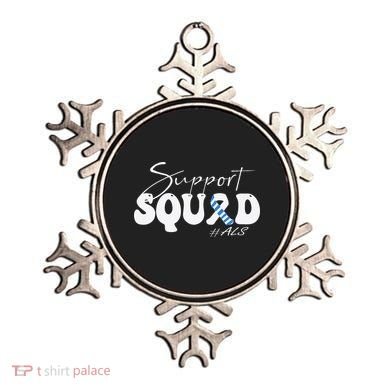 Support Squad ALS Awareness Blue & White Ribbon Ornament