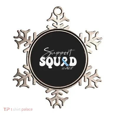 Support Squad ALS Awareness Blue & White Ribbon Ornament
