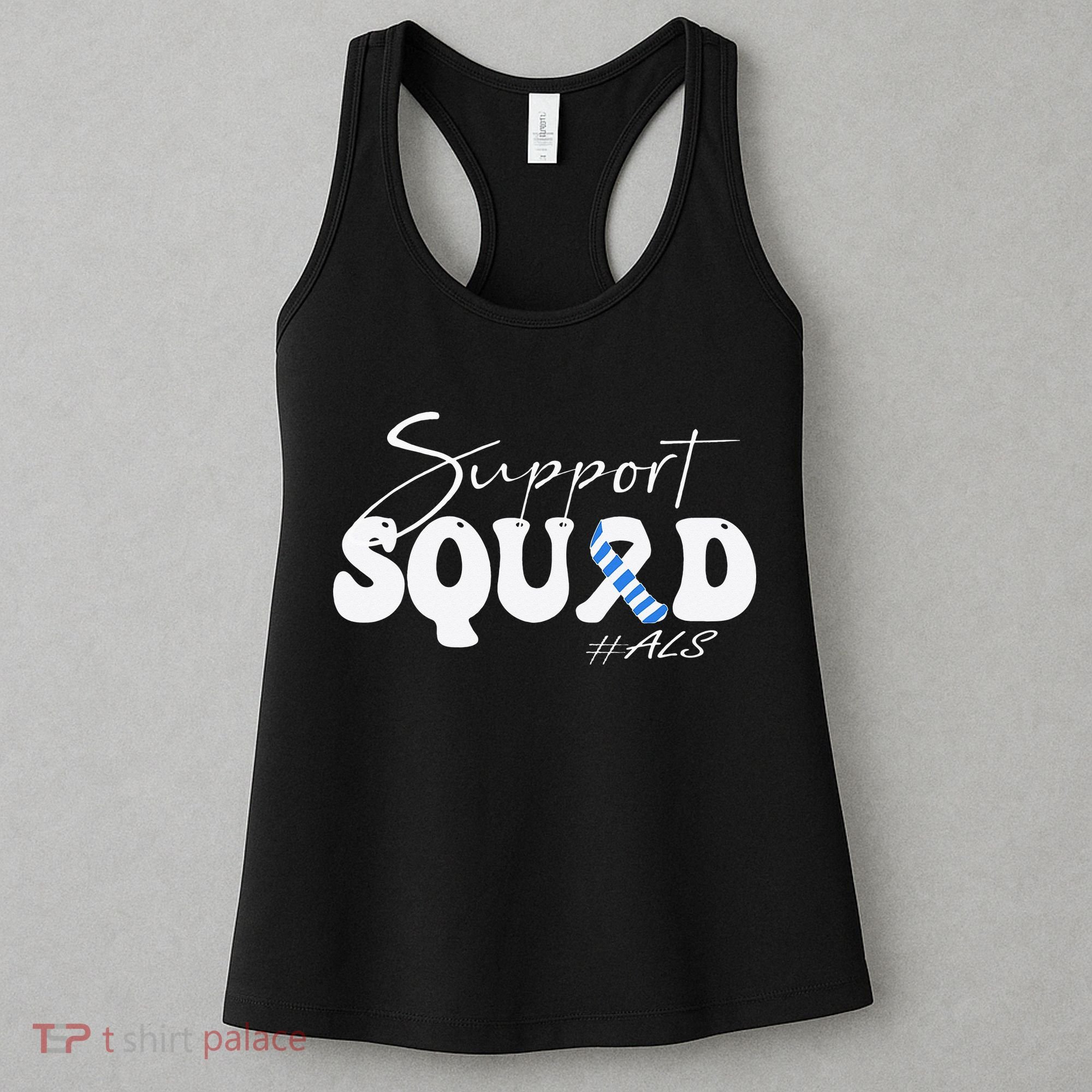 Support Squad ALS Awareness Blue & White Ribbon Women's Tank Top