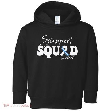 Support Squad ALS Awareness Blue & White Ribbon Toddler Hoodie