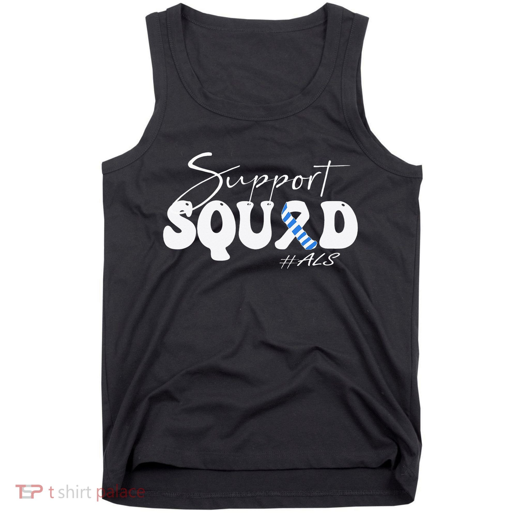 Support Squad ALS Awareness Blue & White Ribbon Tank Top