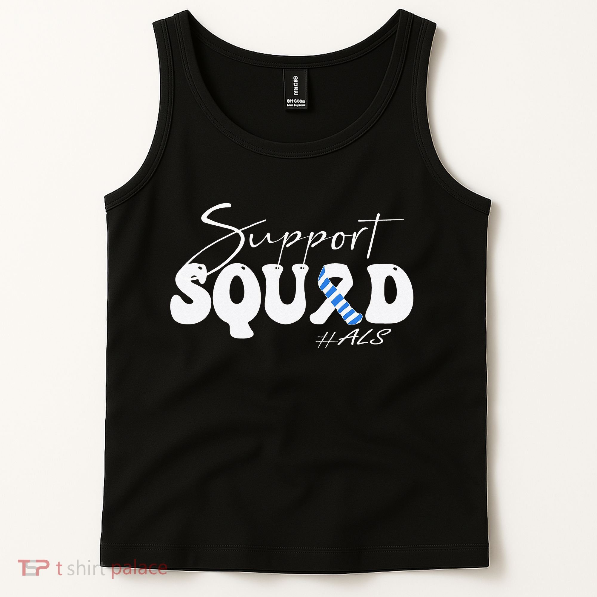 Support Squad ALS Awareness Blue & White Ribbon Tank Top