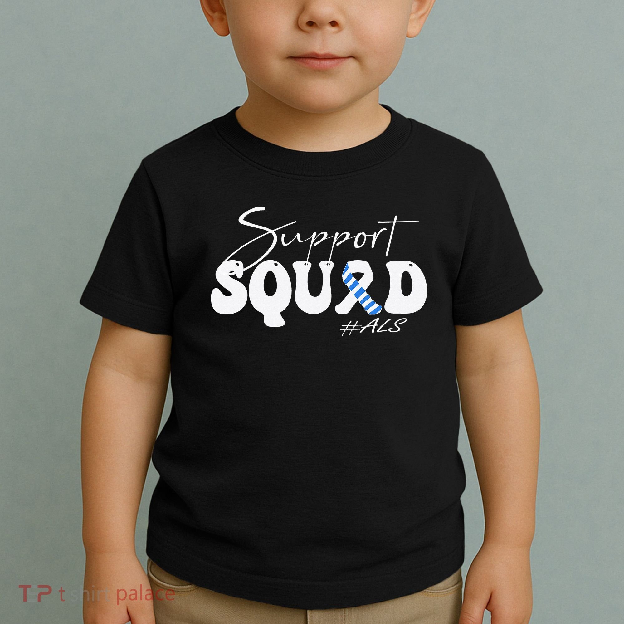 Support Squad ALS Awareness Blue & White Ribbon Toddler T-Shirt