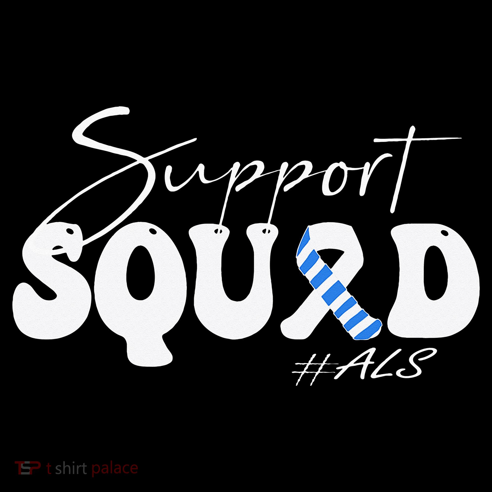 Support Squad ALS Awareness Blue & White Ribbon Women's Long Sleeve Shirt