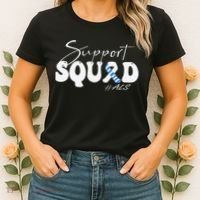 Support Squad ALS Awareness Blue & White Ribbon Women's T-Shirt thumb 2