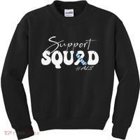 Support Squad ALS Awareness Blue & White Ribbon Kids Sweatshirt thumb 0