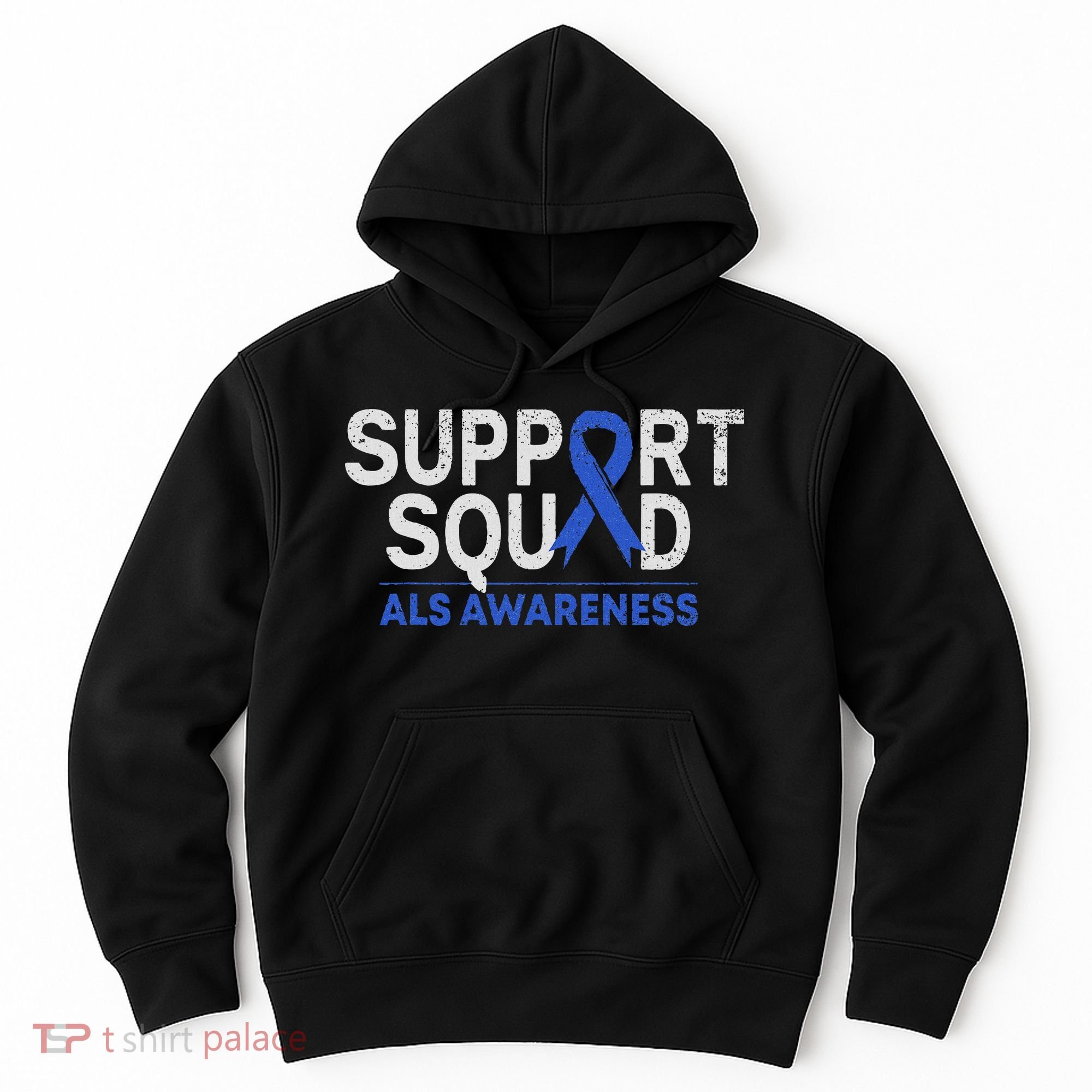 Support Squad Als Awareness Month Blue Ribbon Support Team Hoodie