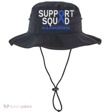 Support Squad Als Awareness Month Blue Ribbon Support Team Bucket Hat