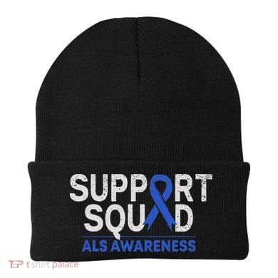 Support Squad Als Awareness Month Blue Ribbon Support Team Beanie