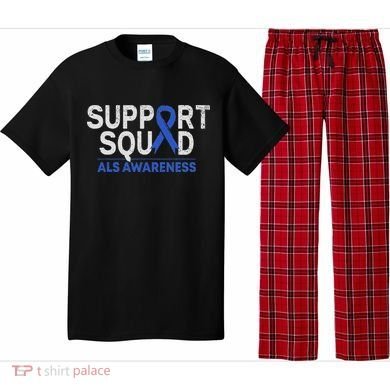 Support Squad Als Awareness Month Blue Ribbon Support Team Pajama Set