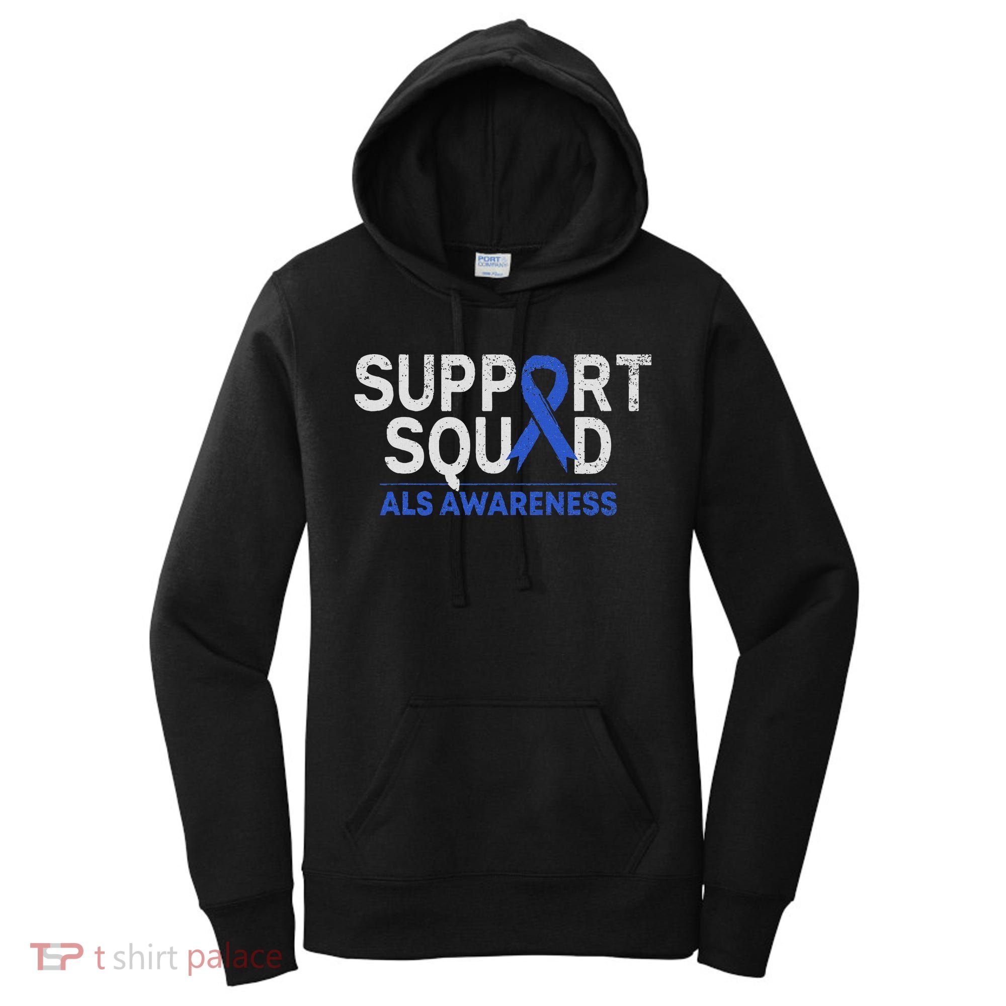 Support Squad Als Awareness Month Blue Ribbon Support Team Women's Hoodie