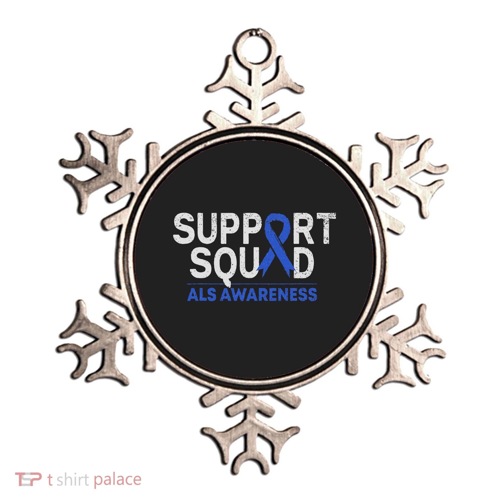 Support Squad Als Awareness Month Blue Ribbon Support Team Ornament