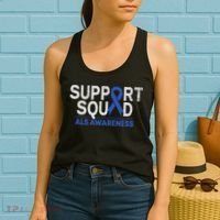 Support Squad Als Awareness Month Blue Ribbon Support Team Women's Tank Top thumb 2