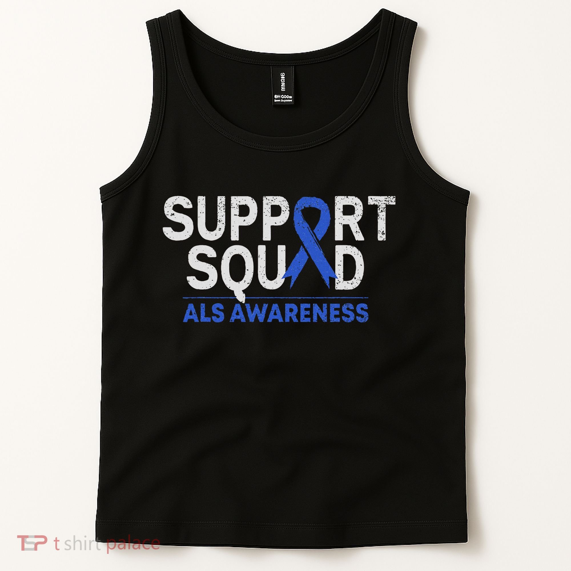 Support Squad Als Awareness Month Blue Ribbon Support Team Tank Top