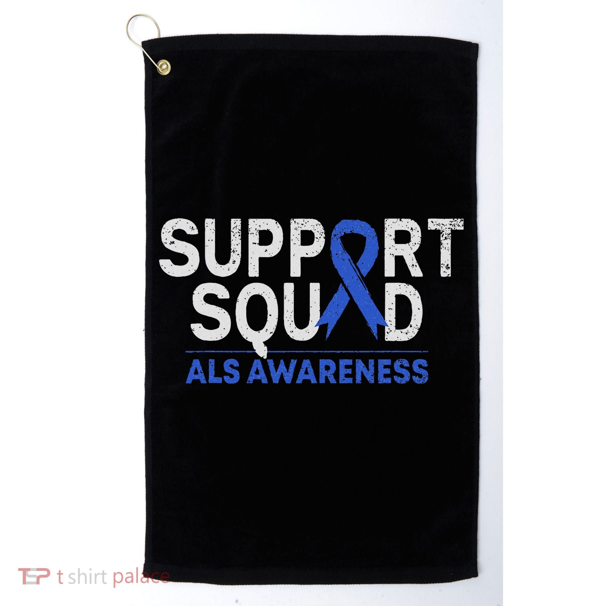 Support Squad Als Awareness Month Blue Ribbon Support Team Golf Towel