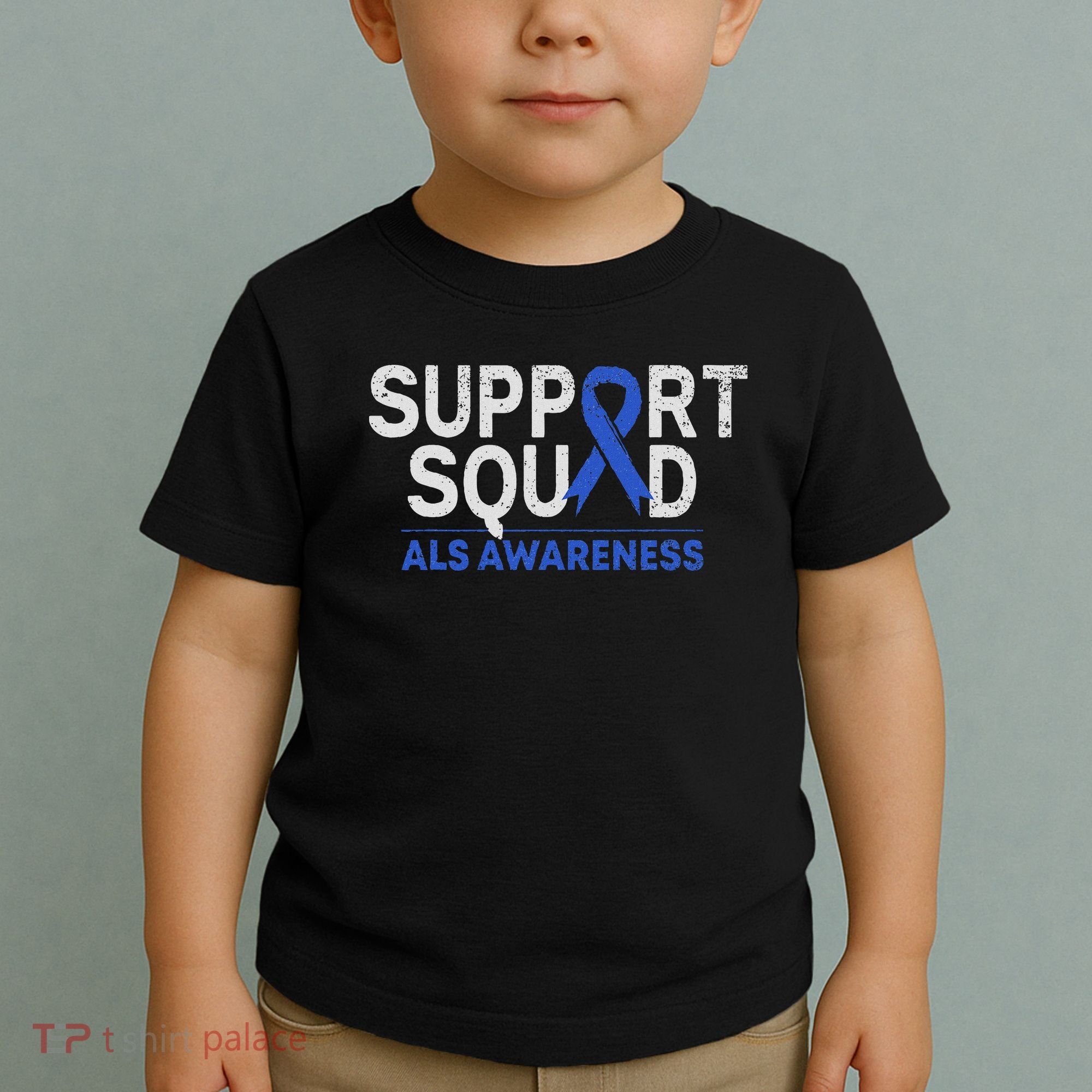Support Squad Als Awareness Month Blue Ribbon Support Team Toddler T-Shirt