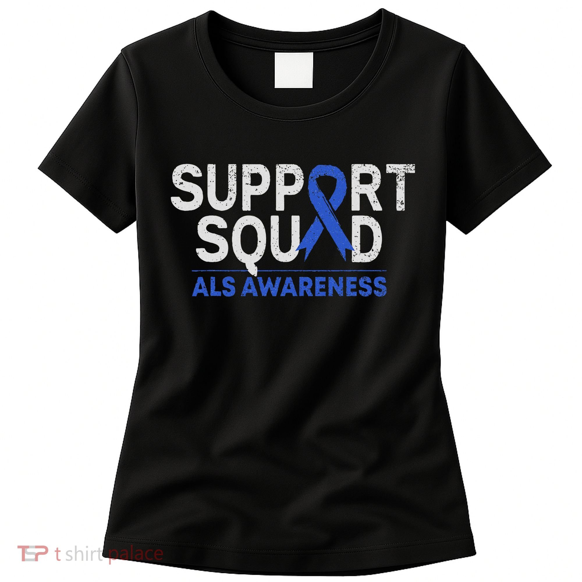 Support Squad Als Awareness Month Blue Ribbon Support Team Women's T-Shirt