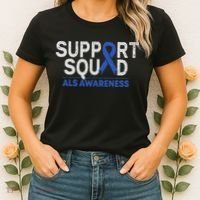 Support Squad Als Awareness Month Blue Ribbon Support Team Women's T-Shirt thumb 2