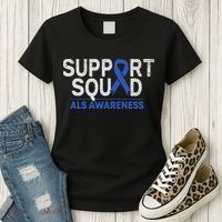 Support Squad Als Awareness Month Blue Ribbon Support Team Women's T-Shirt thumb 3