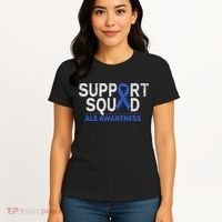 Support Squad Als Awareness Month Blue Ribbon Support Team Women's T-Shirt thumb 4