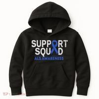 Support Squad Als Awareness Month Blue Ribbon Support Team Kids Hoodie thumb 0