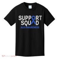 Support Squad Als Awareness Month Blue Ribbon Support Team Kids T-Shirt thumb 0
