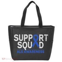 Support Squad Als Awareness Month Blue Ribbon Support Team Tote Bag thumb 0