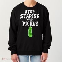 Stop Staring At My Pickle Costume Funny Easy Halloween Gift Women's Sweatshirt thumb 0