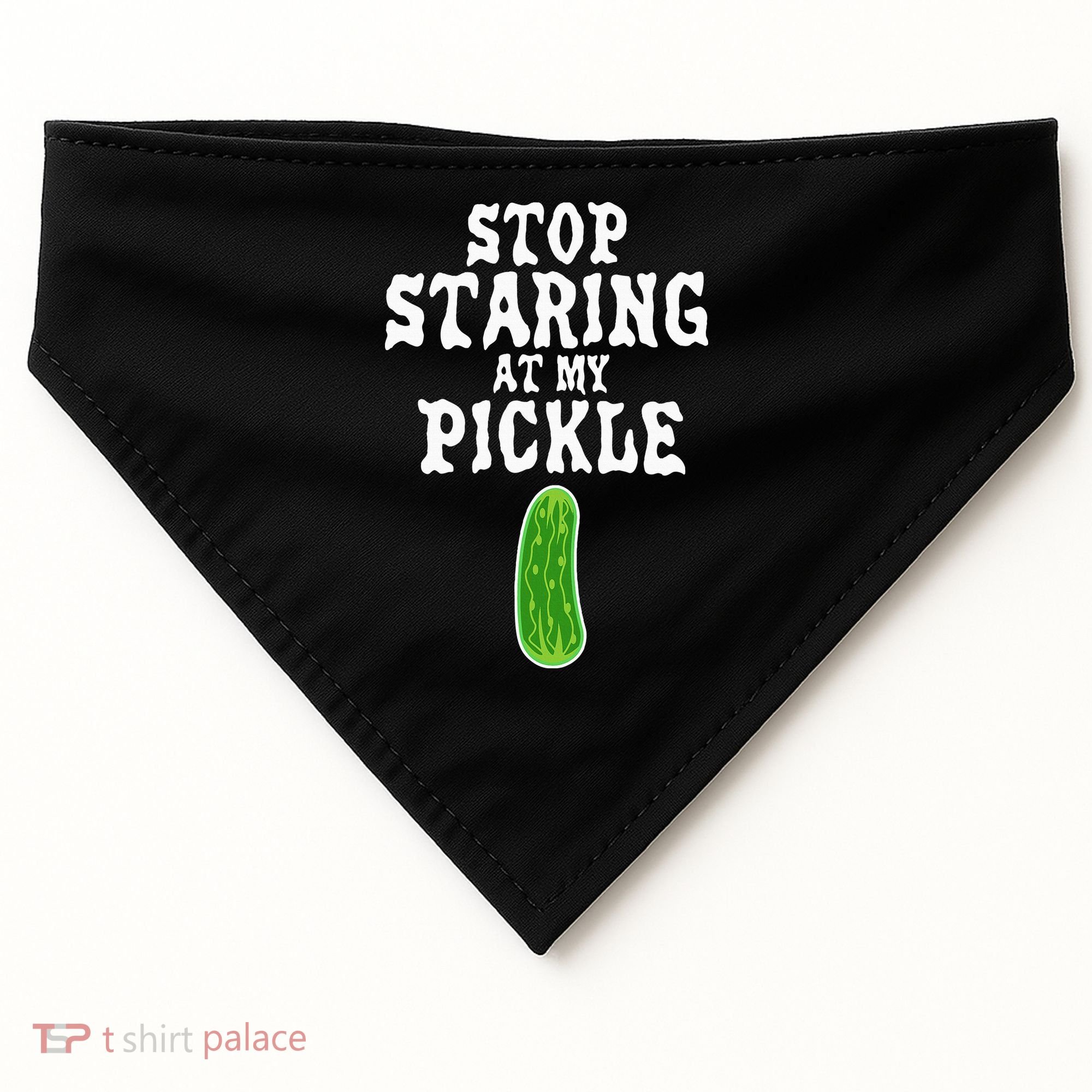 Stop Staring At My Pickle Costume Funny Easy Halloween Gift USA-Made Doggie Bandana