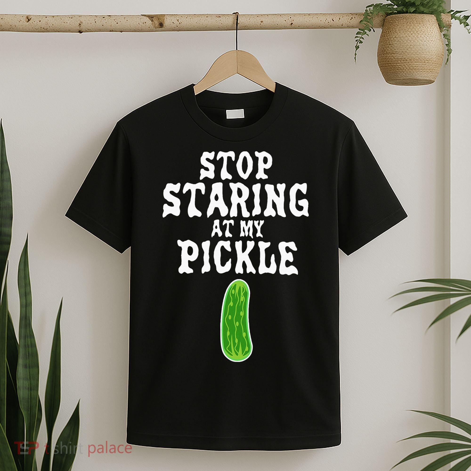 Stop Staring At My Pickle Costume Funny Easy Halloween Gift T-Shirt