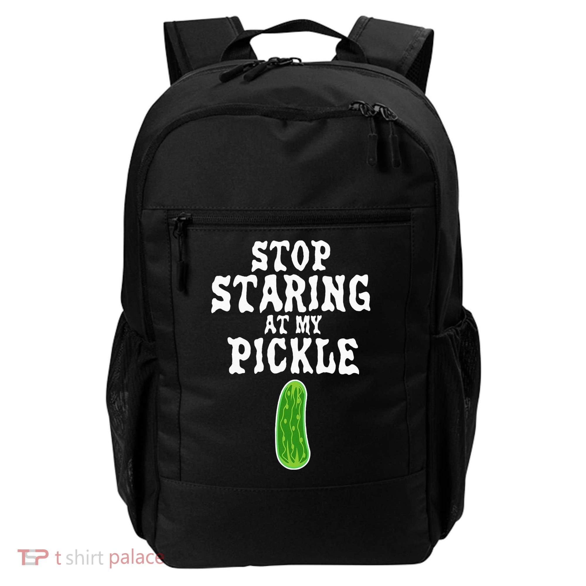 Stop Staring At My Pickle Costume Funny Easy Halloween Gift Backpack