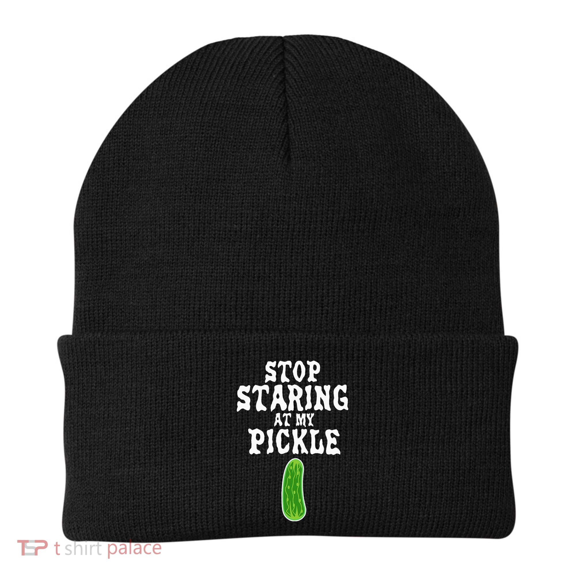Stop Staring At My Pickle Costume Funny Easy Halloween Gift Beanie