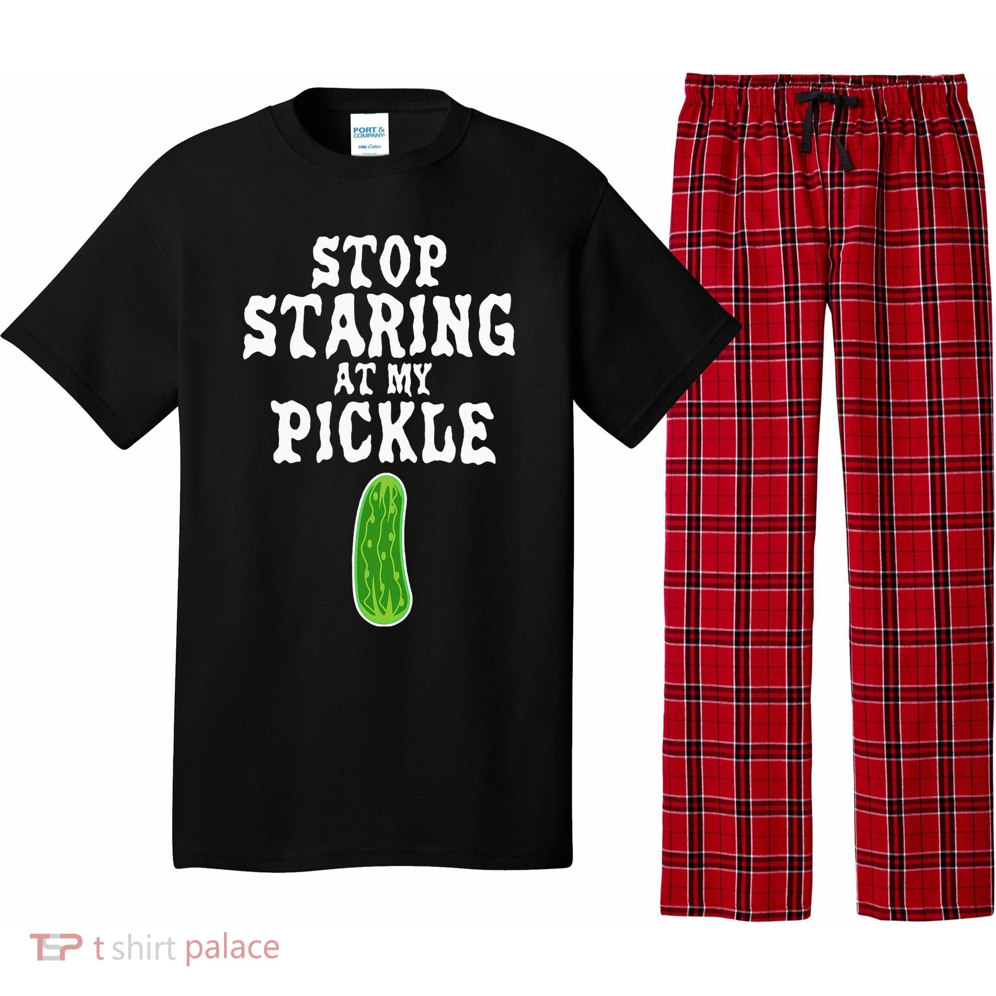 Stop Staring At My Pickle Costume Funny Easy Halloween Gift Pajama Set