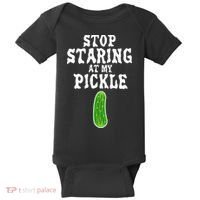 Stop Staring At My Pickle Costume Funny Easy Halloween Gift Baby Bodysuit thumb 0