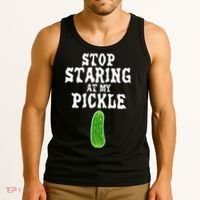 Stop Staring At My Pickle Costume Funny Easy Halloween Gift Tank Top thumb 3