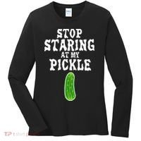 Stop Staring At My Pickle Costume Funny Easy Halloween Gift Women's Long Sleeve Shirt thumb 0