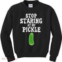 Stop Staring At My Pickle Costume Funny Easy Halloween Gift Kids Sweatshirt thumb 0